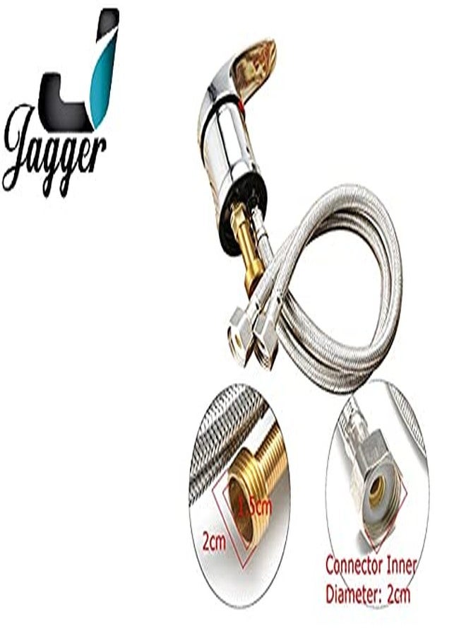 JAGGER أنبوب توصيل من الفولاذ المقاوم للصدأ الثقيل من جاغر لخلاط حوض الغسيل، أنبوب توصيل لخرطوم حوض الغسيل (فضي، 24 بوصة) - عبوة من (2) - Image 4